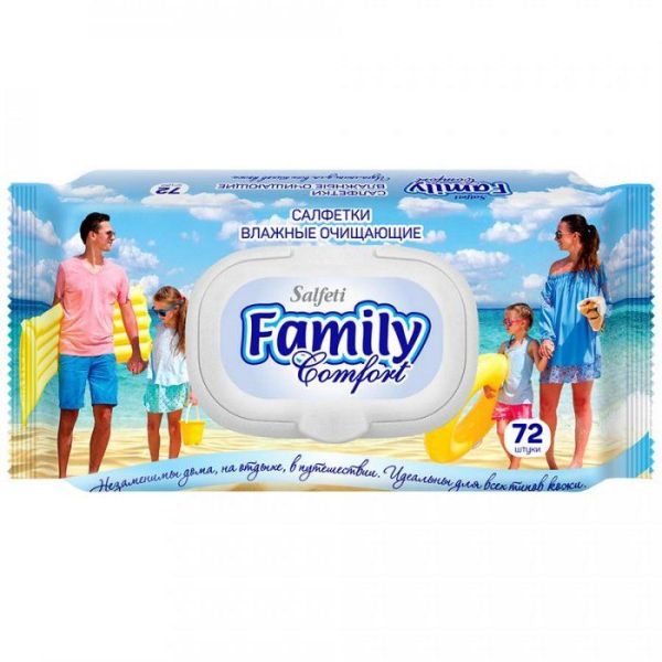Изображение товара Салфетки влажные Салфети Family Comfort очищающие 72шт Салфетки влажные Салфети Family Comfort очищающие 72шт фотография