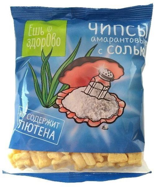 Изображение товара Ешь Здорово амарантовые чипсы с солью, 90 г безглютеновые Ешь Здорово амарантовые чипсы с солью, 90 г безглютеновые фотография